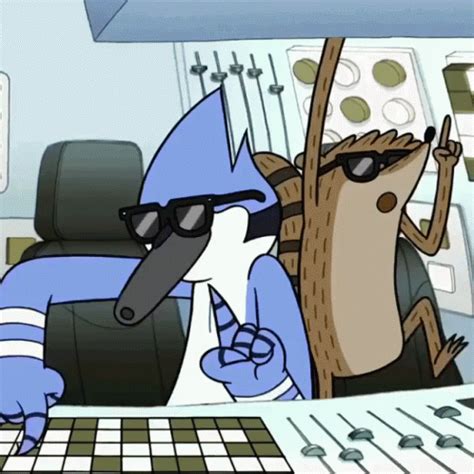After a high school lab experiment goes horribly wrong, and accidentally creating a "timenado" the universe is on the verge of being destroyed and its up to the slackers Mordecai and Rigby to go back in time and make the things right. . Regular show gif